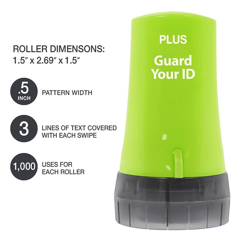Plus Guard Your ID Advanced 2.0 Roller 3-Pack for Identity Theft Protection, Confidential Security Stamp Mixed Color Kit (Turquoise, Green, White) - Image 4